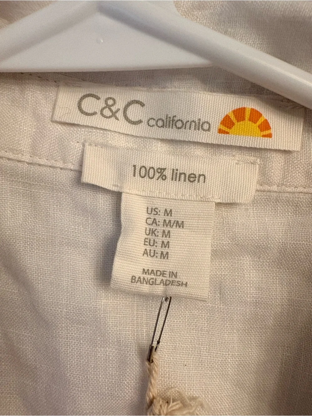 C&C California White Cropped Short Sleeve Linen Button-Down Shirt Blouse Top - Picture 3 of 5